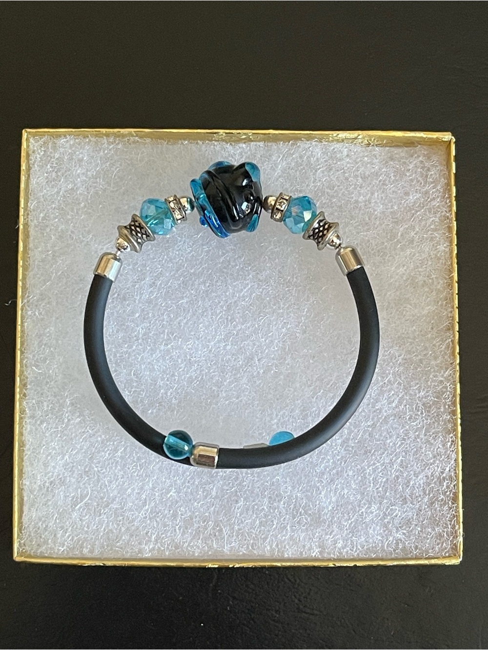 New Blue art Glass wrap Bracelet.
